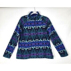 Eddie Bauer 1/4 Zp Nordic Aztrec Fleece Pullover Womens Large